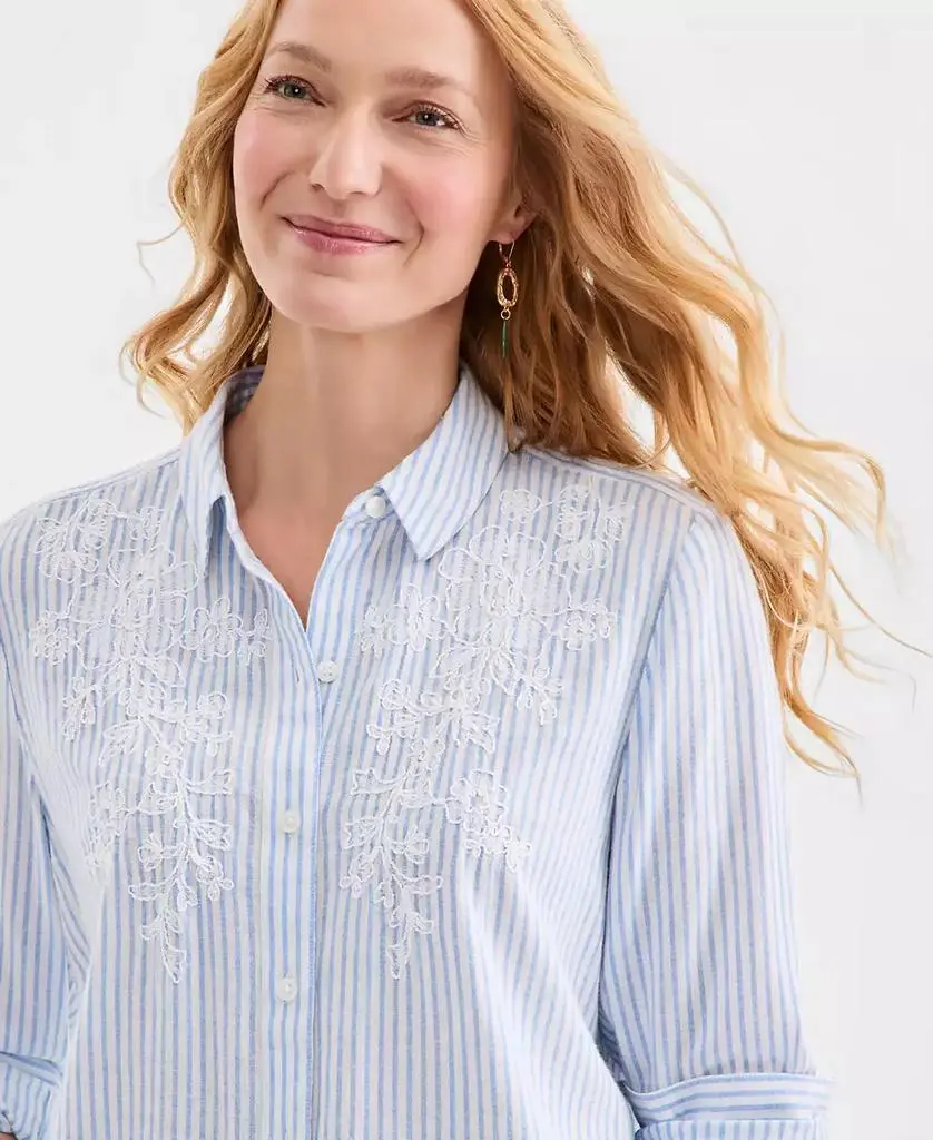 Style & Co Women's Striped Embroidered Perfect Shirt, Macy's Exclusive 3