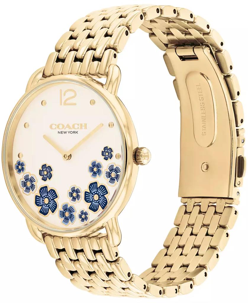 【COACH】Women's Gold Elliot Stainless Steel Watch 28mm COACH Women's Elliot Gold-Tone Stainless Steel Bracelet