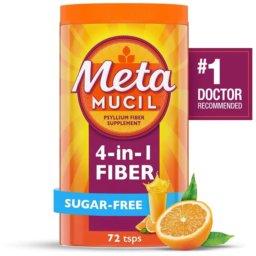 Metamucil 4 in 1 Daily Fiber Supplement Powder, for Digestive Health and Regularity Orange, 72 teaspoons 1