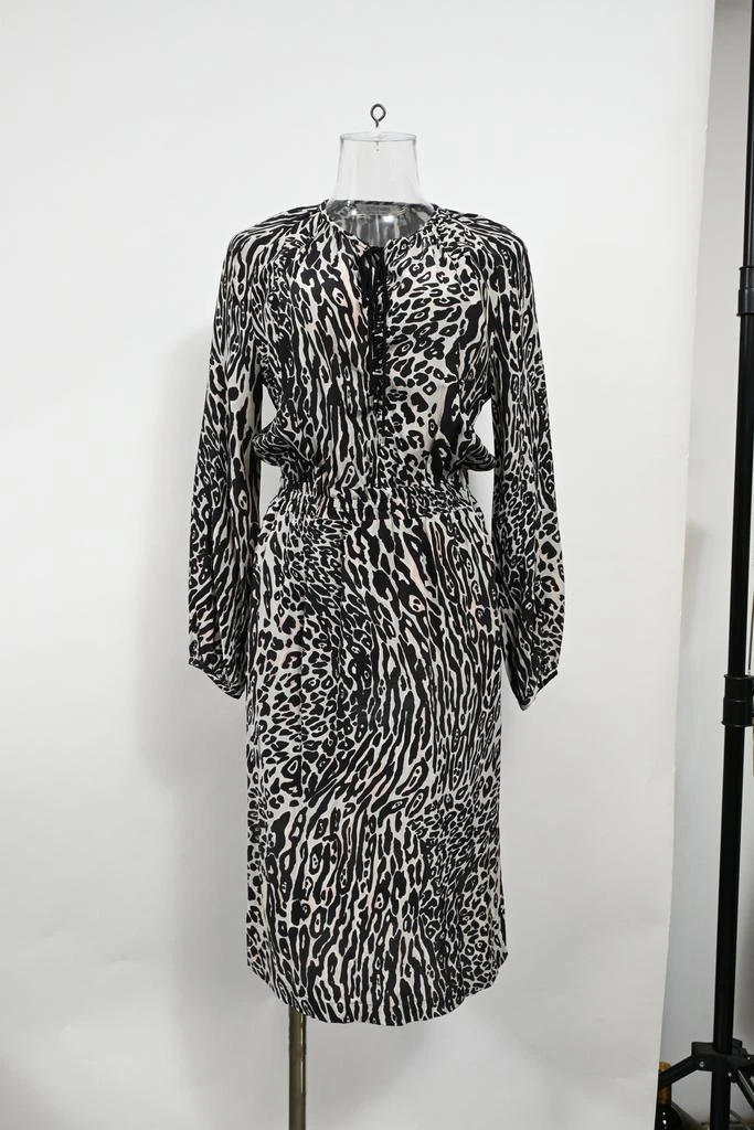 Altuzarra Animal Print Midi Long Sleeve Dress in Multicolor Viscose 6