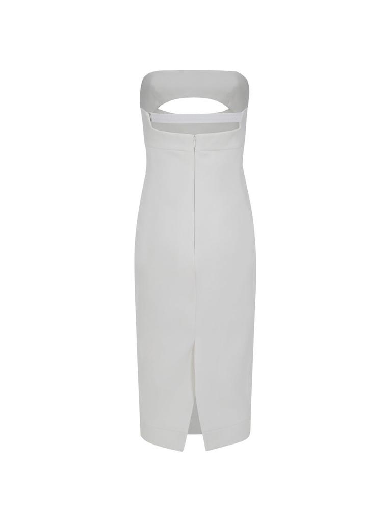 Shop Saint Laurent Cut-Out Strapless Midi Dress on Sale at Shop Saint Laurent Cut-Out Strapless Midi Dress on Sale at