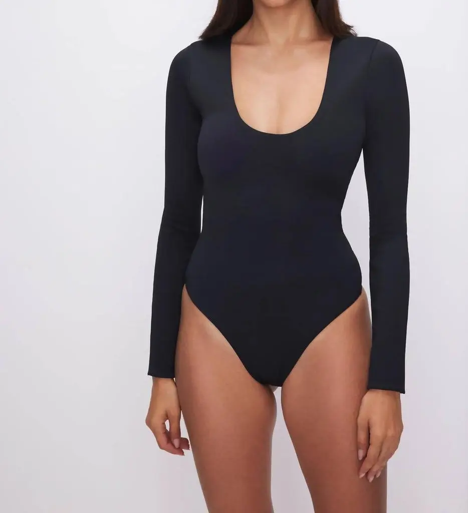 Good American Good American - Scuba Scoop Neck Long Sleeve Bodysuit