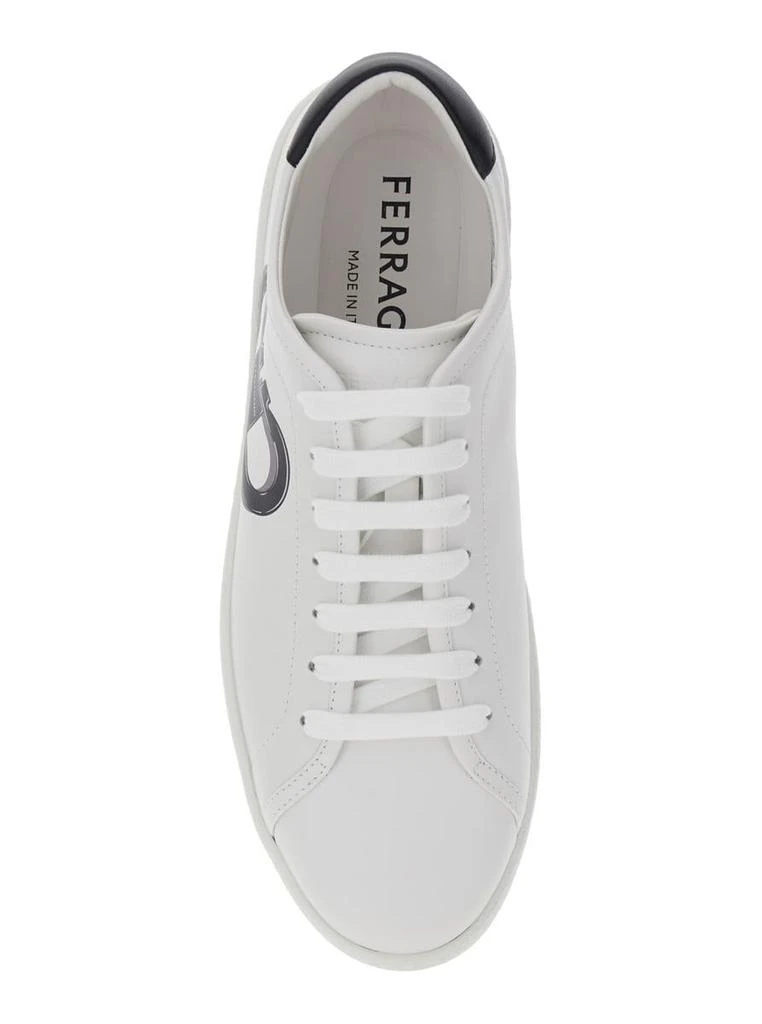 Salvatore Ferragamo White Sneakers With Gancini Print On The Side And Contrasting Heel In Leather Man 4