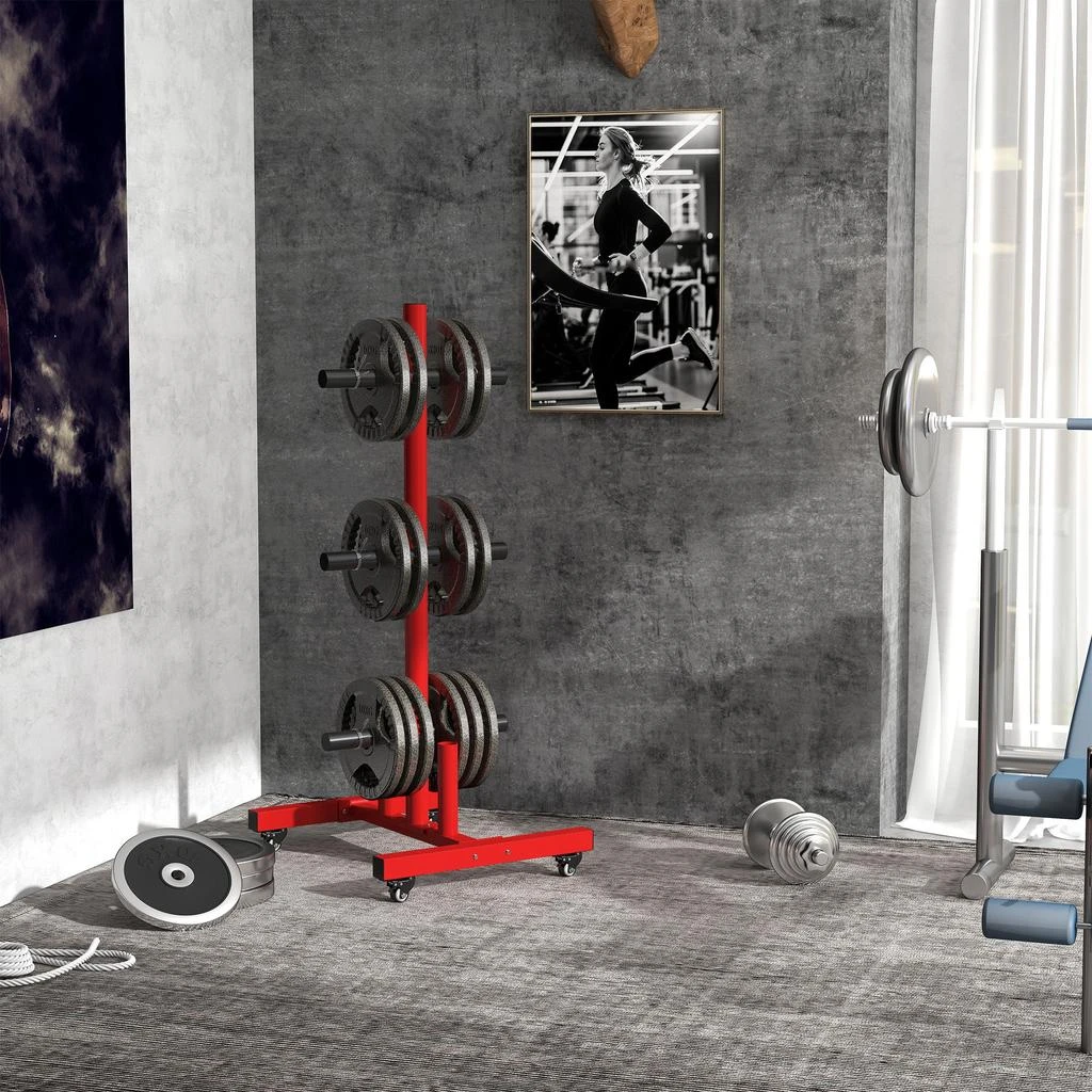 Hivvago Weight Plate Rack Holder for Olympic Plates with Wheels 2