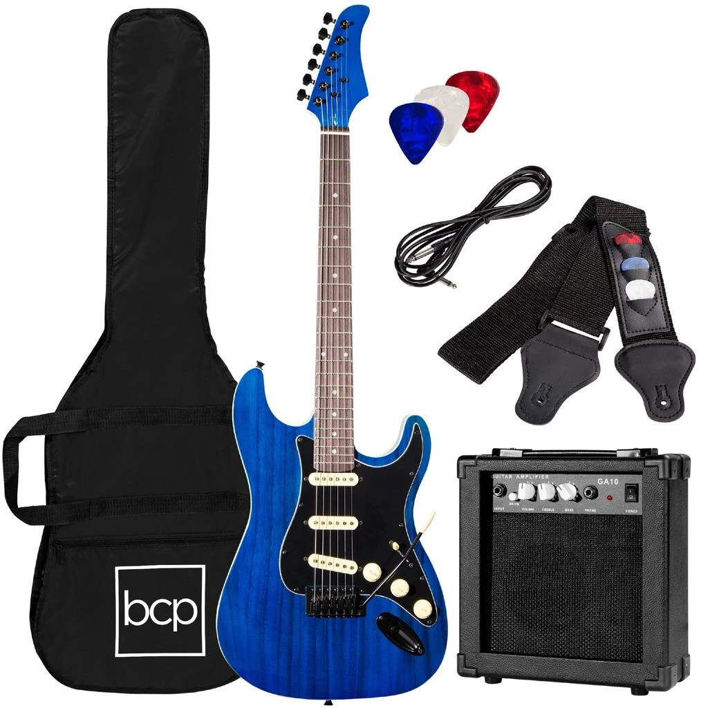 Best Choice Products 39in Full Size Beginner Electric Guitar Kit with Case, Strap, Amp, Whammy Bar 9