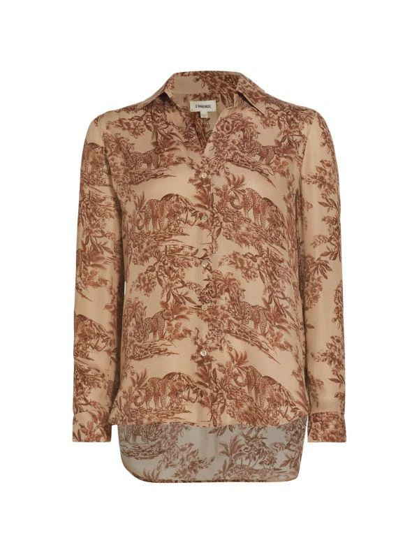 L'Agence Nina Safari-Print Silk Blouse 6