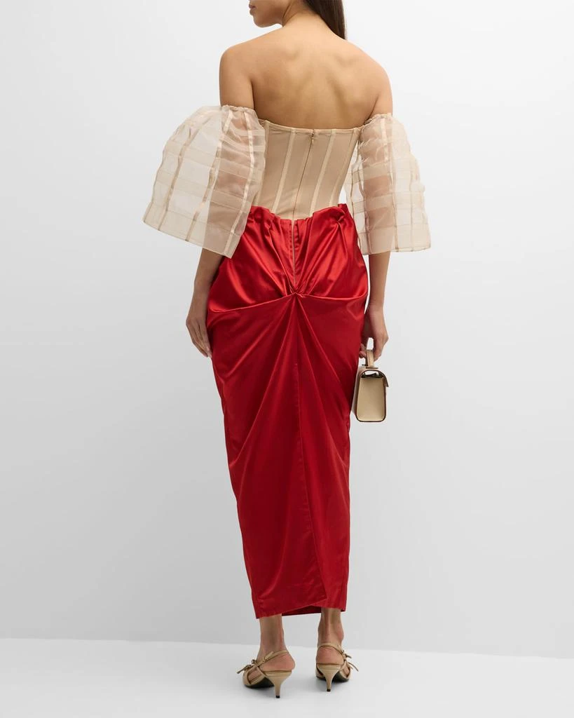 Hellessy Emma Off-The-Shoulder Corset Silk Duchess Maxi Dress 4