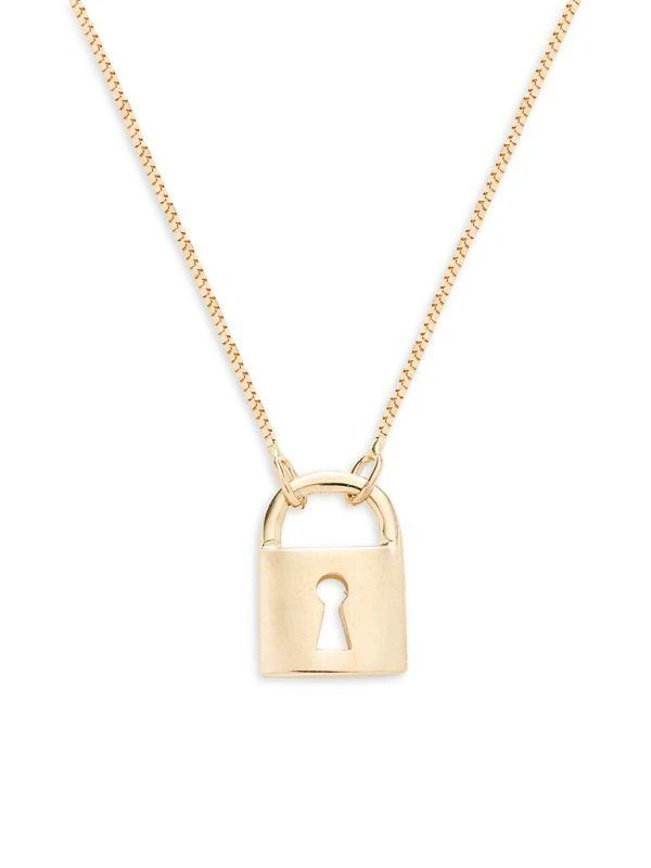 Saks Fifth Avenue 14K Yellow Gold Lock Pendant Necklace 1