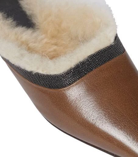 Brunello Cucinelli Leather and shearling slippers 6