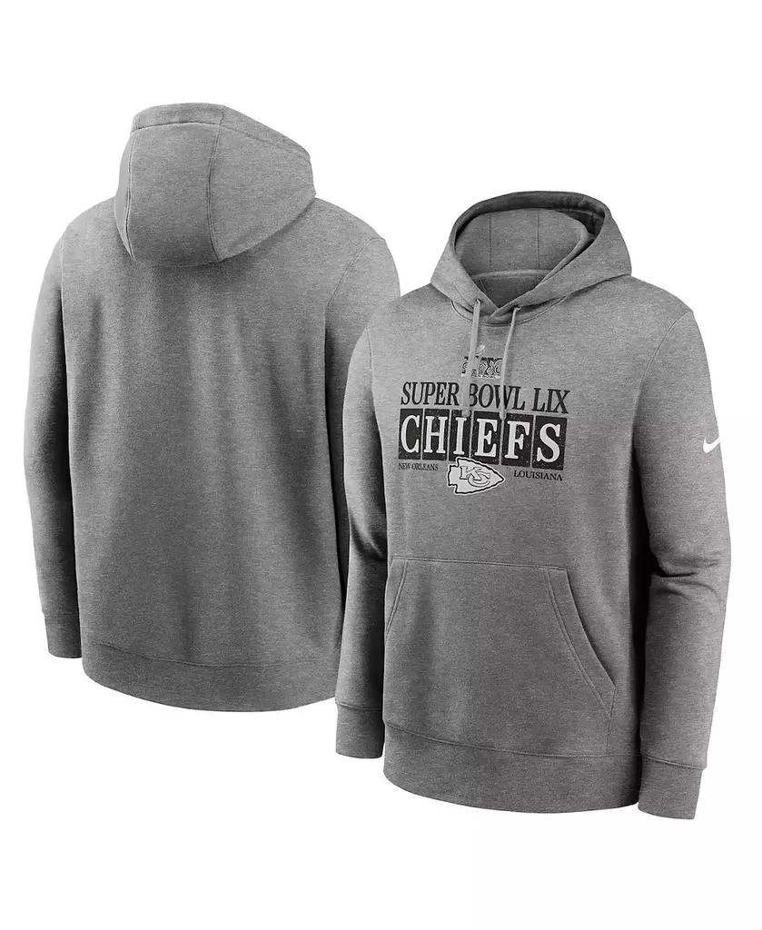 NIKE Men's Heather Gray Kansas City Chiefs Super Bowl LIX NOLA Inspired Pullover Hoodie 1