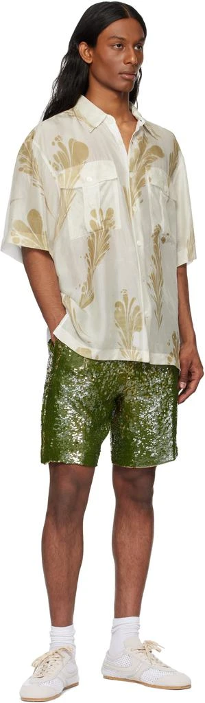 Dries Van Noten Khaki Sequinned Shorts 4