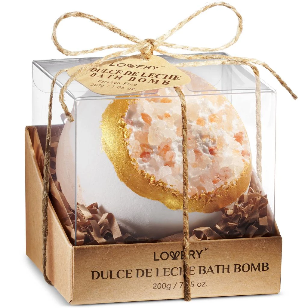 Lovery Handmade Dulce De Leche Bath Bomb, Extra Large Body Care Spa Ball, 7oz