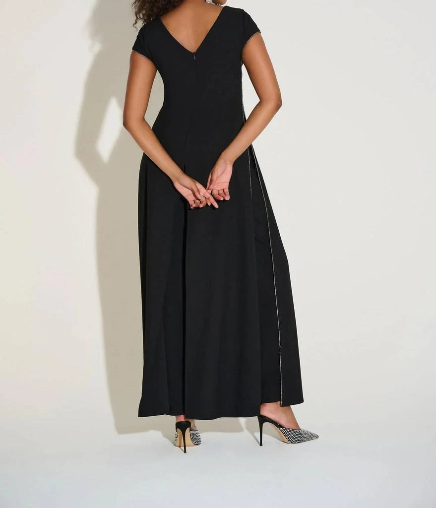 JOSEPH RIBKOFF Joseph Ribkoff - Rhinestone Trim Split Panel Jumpsuit 2