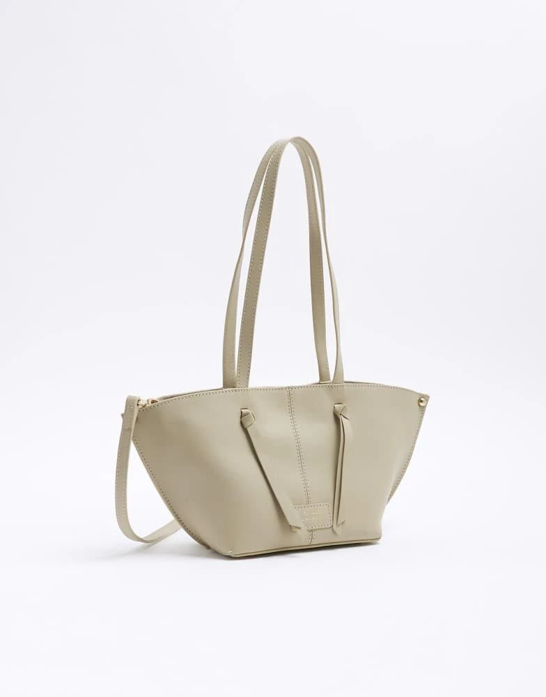 River Island River Island leather tote bag in cream 2