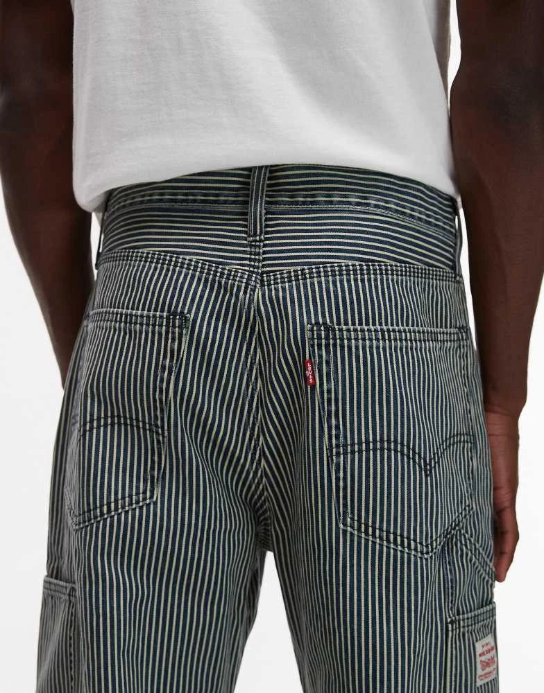 Levi's Levi's Workwear capsule 568 loose straight railroad stripe carpenter jeans in mid blue 4