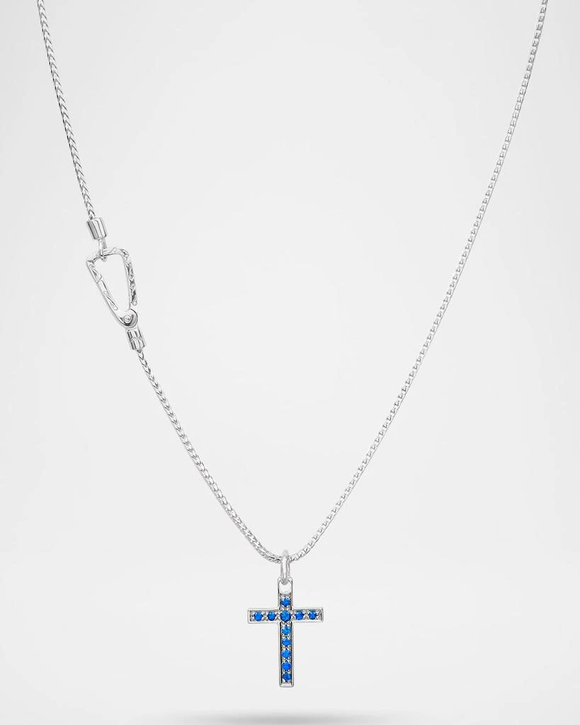 Marco Dal Maso Men
s The Cross Polished Sterling Silver Blue Sapphire Pendant Necklace 1