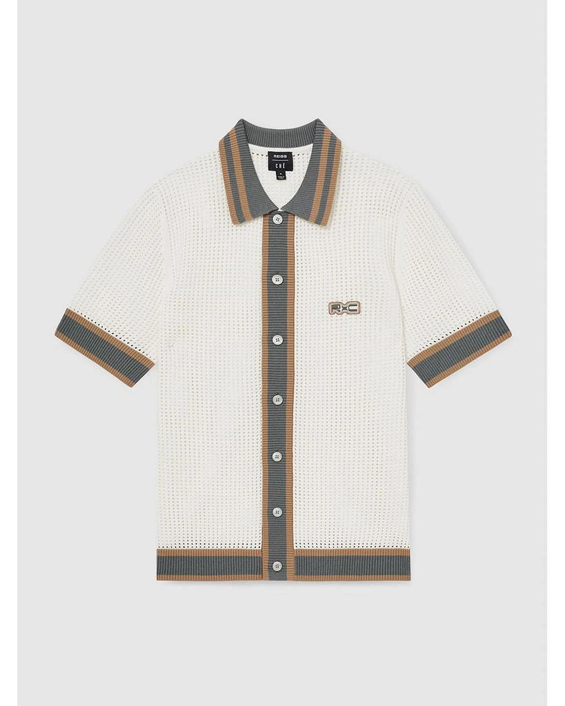 REISS CHE Crusoe Contrast Trim Crochet Short Sleeve Shirt 7