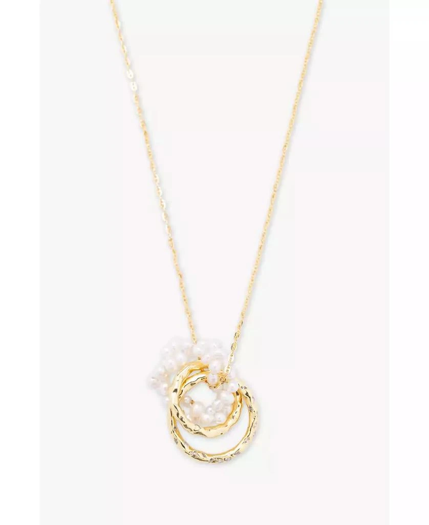 Classicharms Nina Gold Interlocking Ring 
Bead Pearl Pendant Necklace