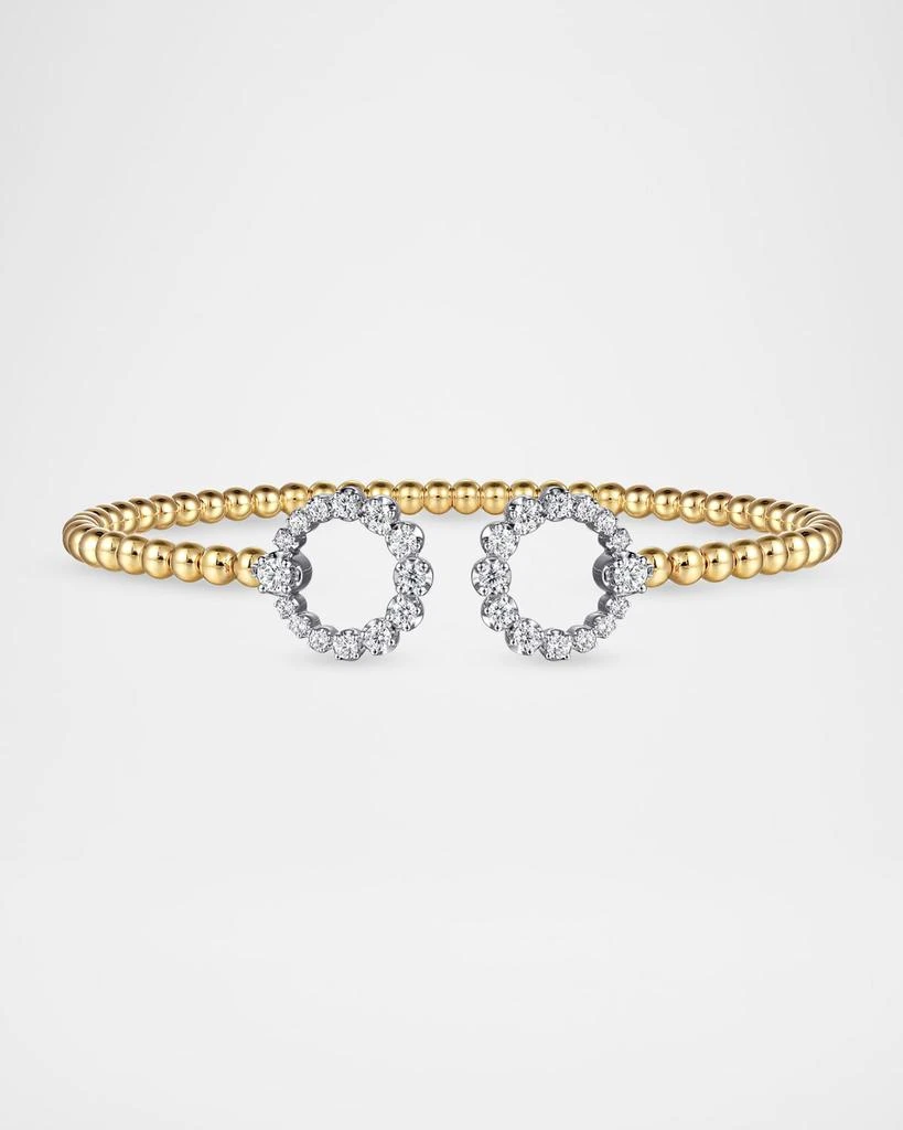 Gabriel 
Co 14K Yellow Gold Bujukan and Diamond Circle Open Bangle Bracelet