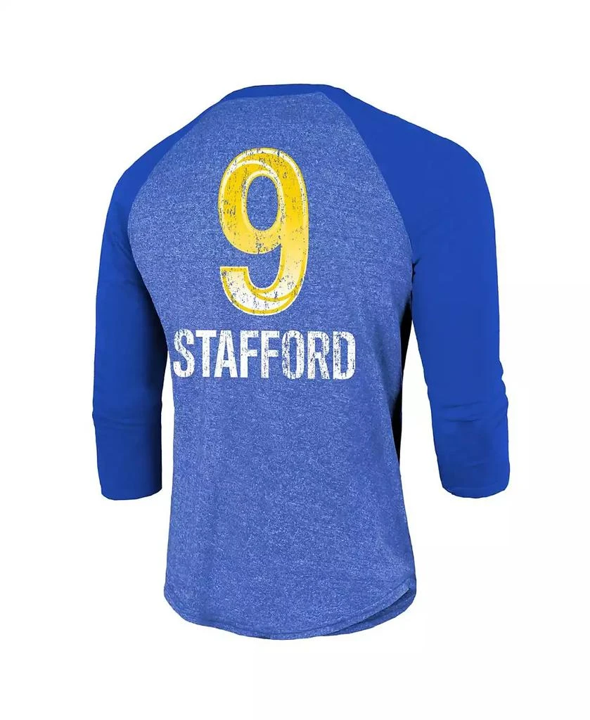 Majestic Men's Threads Matthew Stafford Royal Los Angeles Rams Super Bowl LVI Name Number Raglan 3/4 Sleeve T-shirt 3