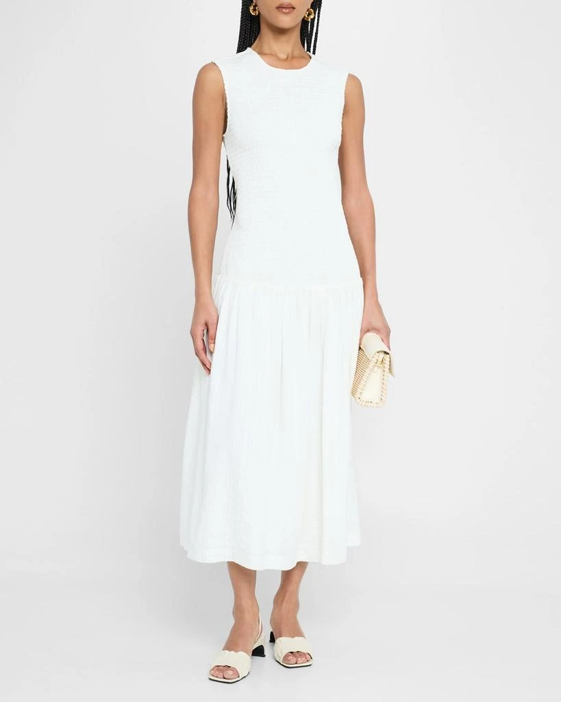 Marie Oliver Porter Smocked Drop-Waist Cotton Midi Dress - Dresses & Skirts  - Compare Prices from 8+ Stores - Free Shipping