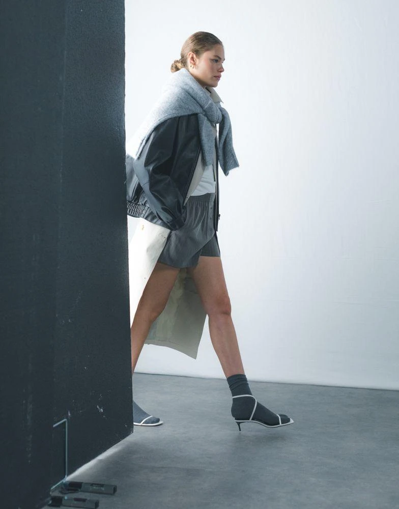 Topshop Topshop longline trench coat in stone 5