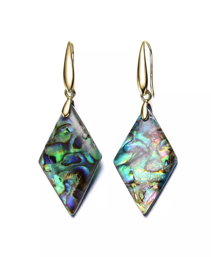 Genevive Sterling Silver 14K Gold Plated Abalone Kite Drop Hook Earrings