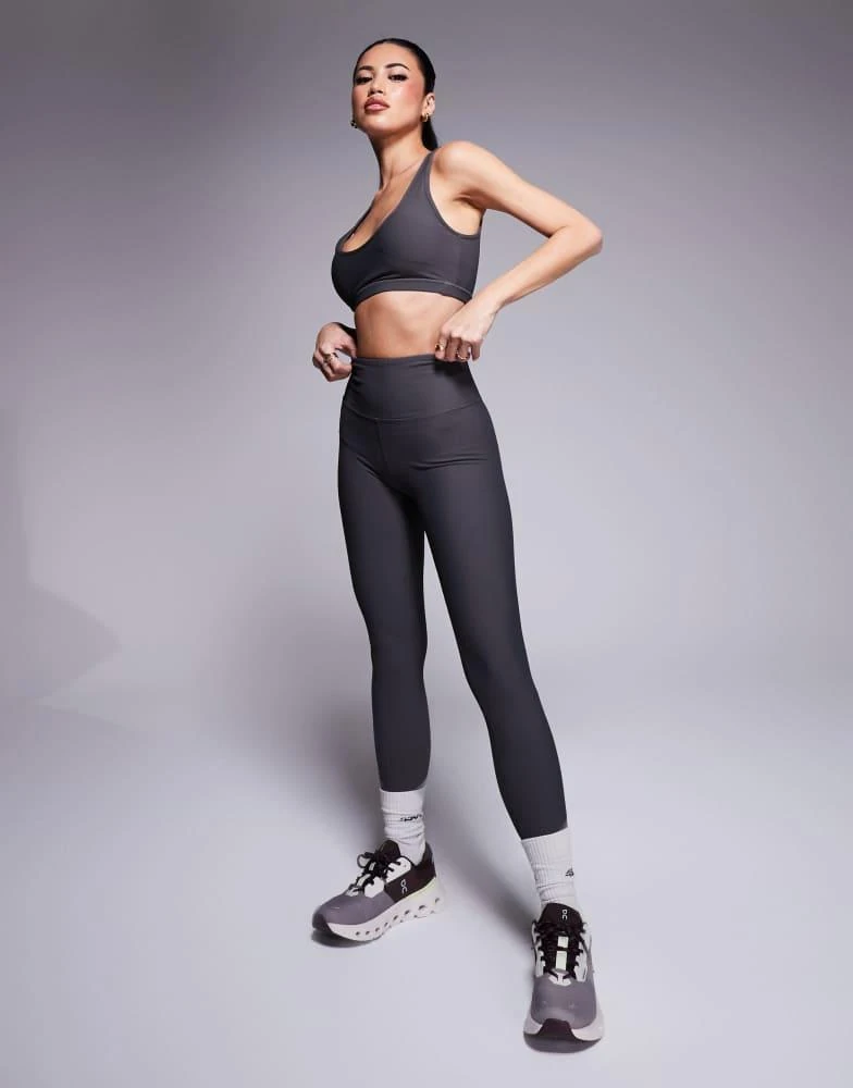 ASOS 4505 active rib high waist gym leggings with inner pocket in slate grey 1