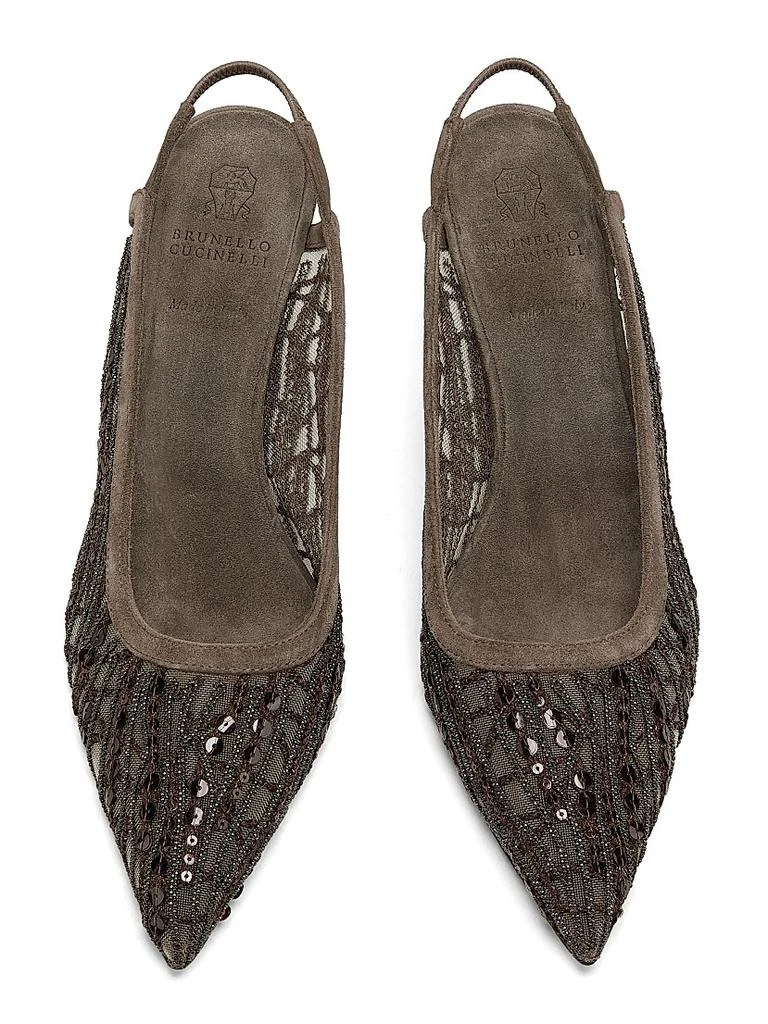 Brunello Cucinelli 50MM Mesh Slingback Pumps 4
