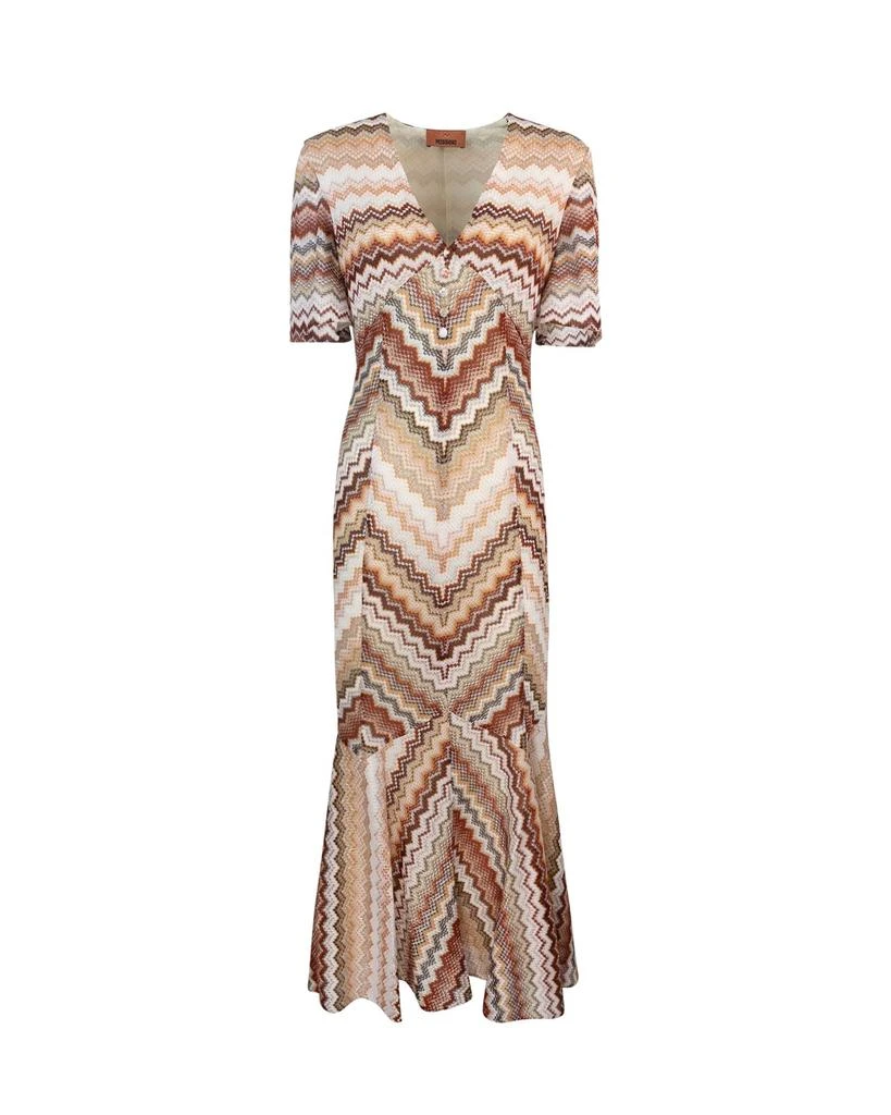 Missoni Missoni Serrated Zig Zag Pattern Long Flared Dress 1