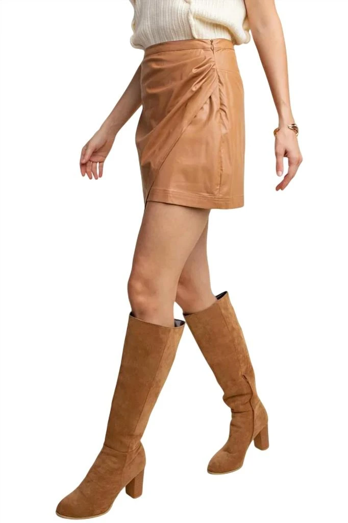 Kori Kori - Faux Leather One Side Tucking Mini Skirt 3