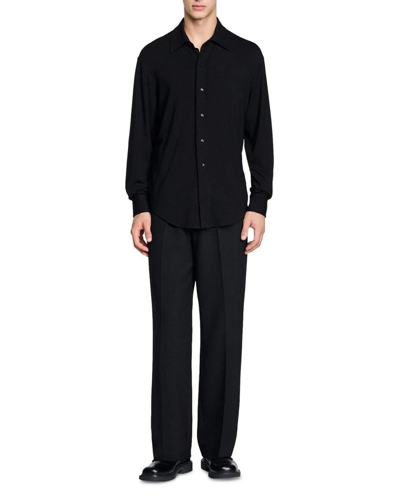 Sandro Jersey Loose Fit Button Down Shirt 3