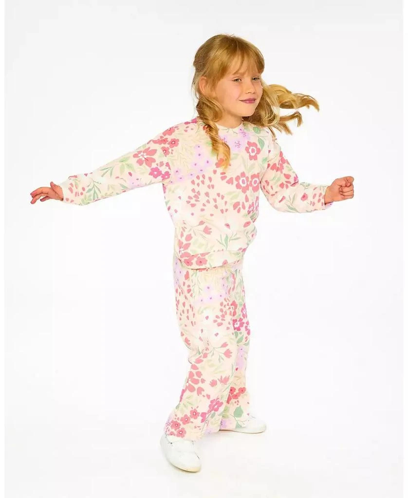 Deux par Deux Big Girls French Terry Sweatshirt Pink Printed Flowers 4