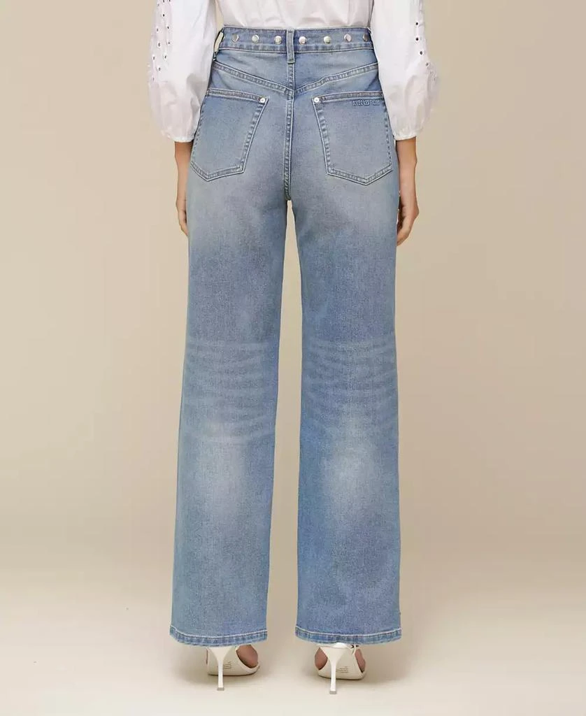 Avec Les Filles Women's Mid-Rise Studded Barrel-Leg Jeans 2
