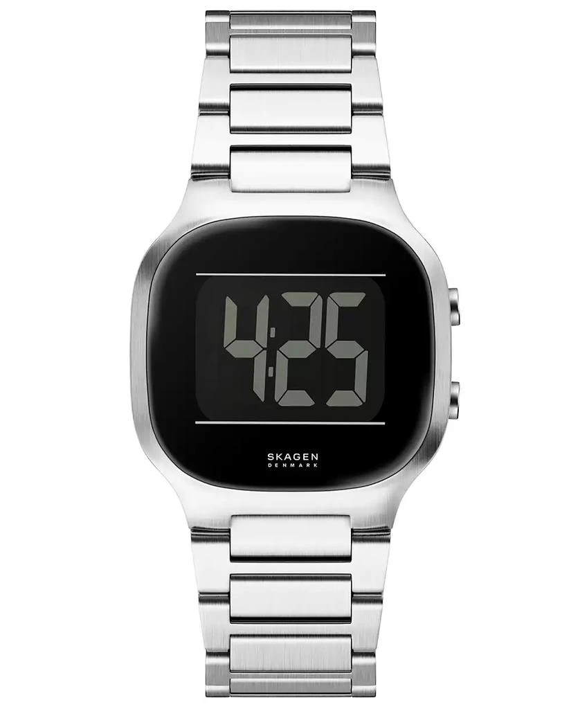 Skagen Men
s Mellem Digital Lcd Silver Stainless Steel Watch, 38mm