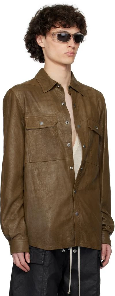 Rick Owens Khaki Porterville Outershirt Leather Jacket 2