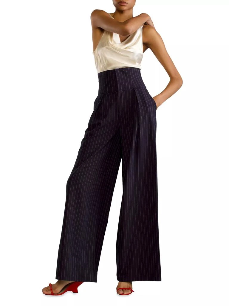 Cynthia Rowley Pinstripe Corset Wide-Leg Pants 2