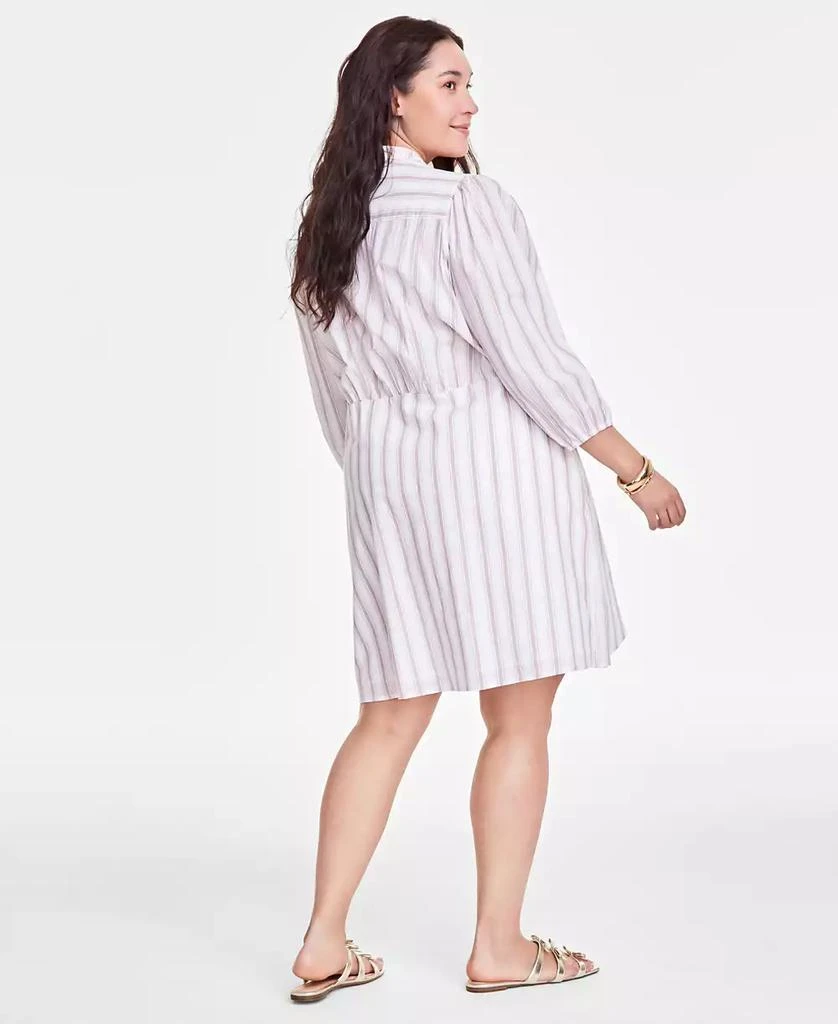 On 34th Trendy Plus Cotton Striped Tie-Waist Shirtdress, Exclusively at Macy's 4