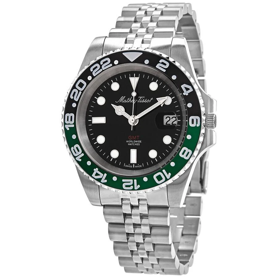Mathey-Tissot Mathey-Tissot Mathy Vintage GMT Quartz Black Dial Sprite Bezel Men's Watch H903ANV
