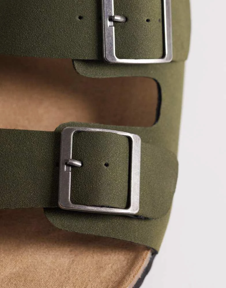 ASOS ASOS DESIGN two strap sandals with cork sole in khaki 3