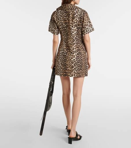 Ganni Leopard-print cotton wrap dress 3