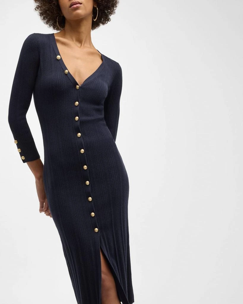 L'Agence Kyra Button-Front Duster Midi Dress 7
