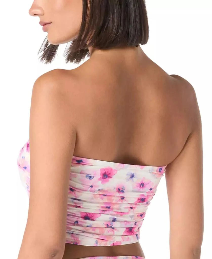 Carmen Marc Valvo Women's Printed Shirred Bandeau Crop Bikini Top 2