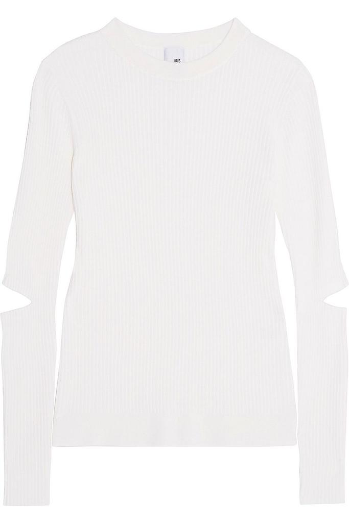 IRIS & INK Cutout ribbed merino wool sweater