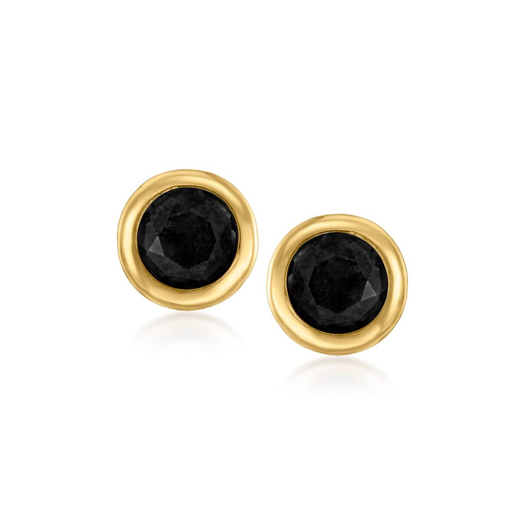 Canaria Fine Jewelry Canaria Bezel-Set Black Onyx Stud Earrings in 10kt Yellow Gold