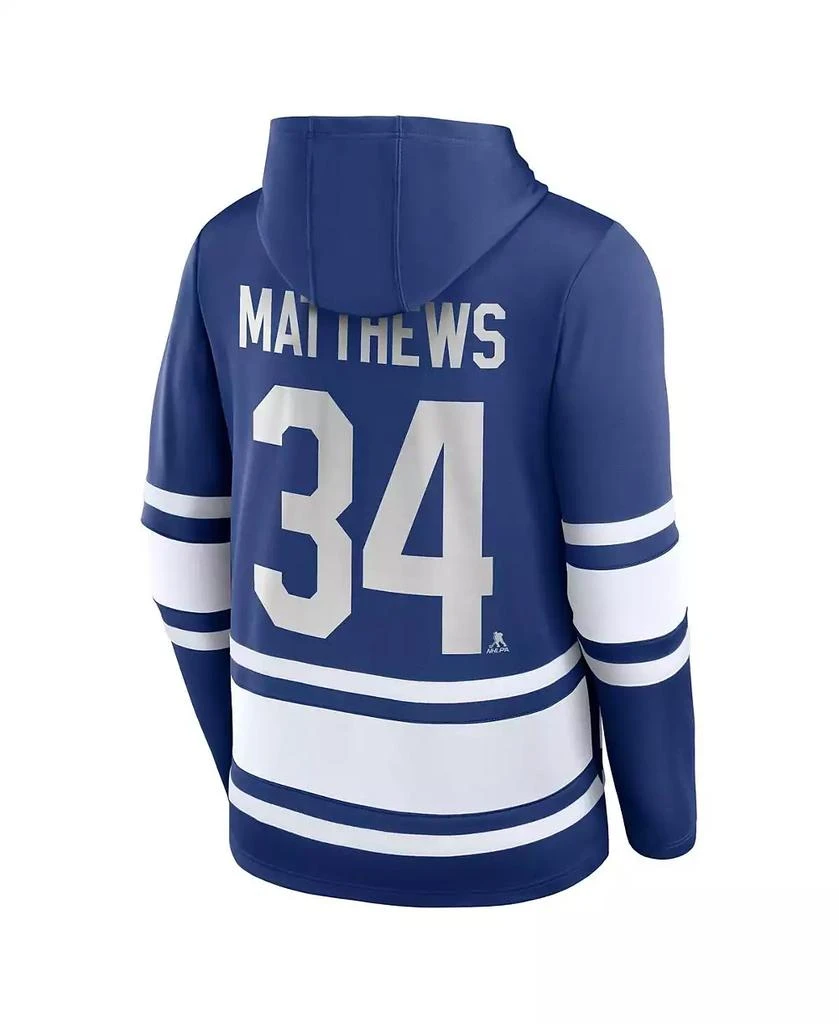 Fanatics Men's Auston Matthews Blue Toronto Maple Leafs Name and Number Lace-Up Pullover Hoodie 2