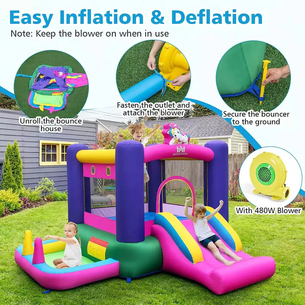 Costway Inflatable Bounce House Kids 6-in-1 Jumping Castle with Slide Ball Pit with 480W Blower 8