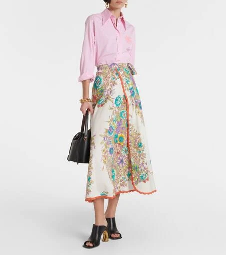 ETRO Floral cotton and silk midi skirt 2