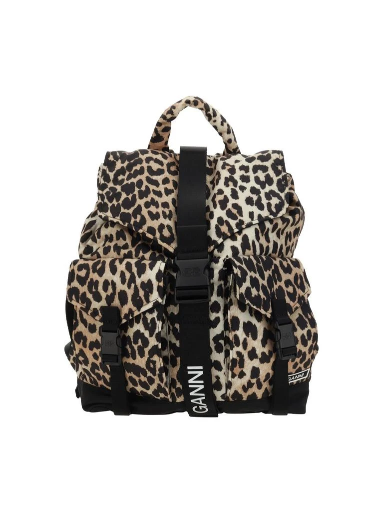Ganni Ganni Leopard Printed Drawstring Backpack 1