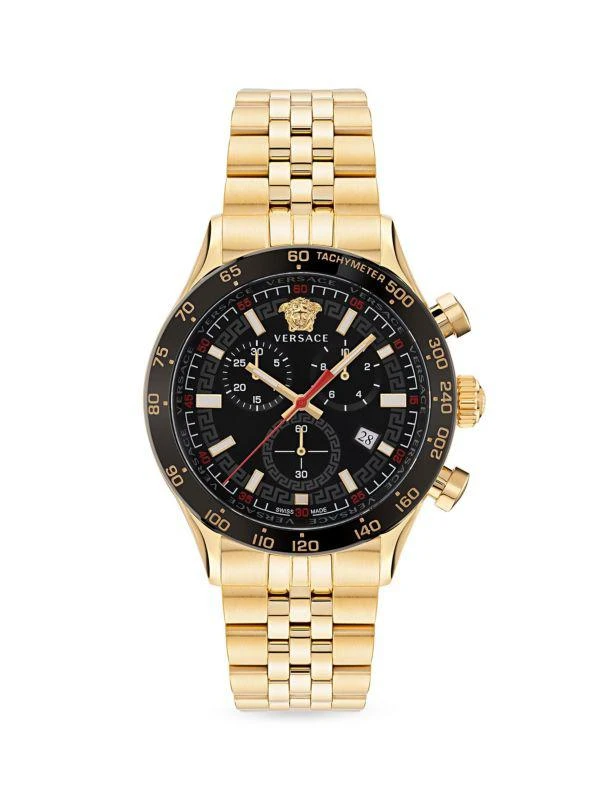 Versace Hellenyium Chrono 44MM IP Goldtone Stainless Steel Bracelet Watch 1